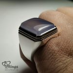 Blue-Purple Yemeni Aqeeq with Classic Silver Ring