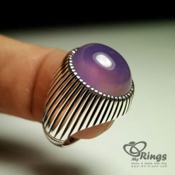 Purple Yamani Akeek with Handmade Silver Ring