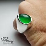Handmade Silver Ring With Natural Green Agate