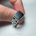 Hirz Imam Jawad Hirz with Turbah of Imam Hussain In Handmade Silver Ring And Black Yemeni Agate