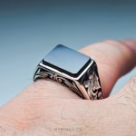 Hirz Imam Jawad Hirz with Turbah of Imam Hussain In Handmade Silver Ring And Black Yemeni Agate