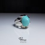 Blue Nishapur Firoza With Handmade Silver Frame
