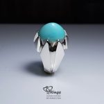 Blue Nishapur Firoza With Handmade Silver Frame