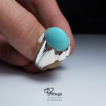 Blue Nishapur Firoza With Handmade Silver Frame