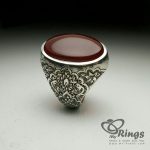 First Class Hand Engraved Handmade Silver 925 Ring With Karazi Red Yemeni Agate