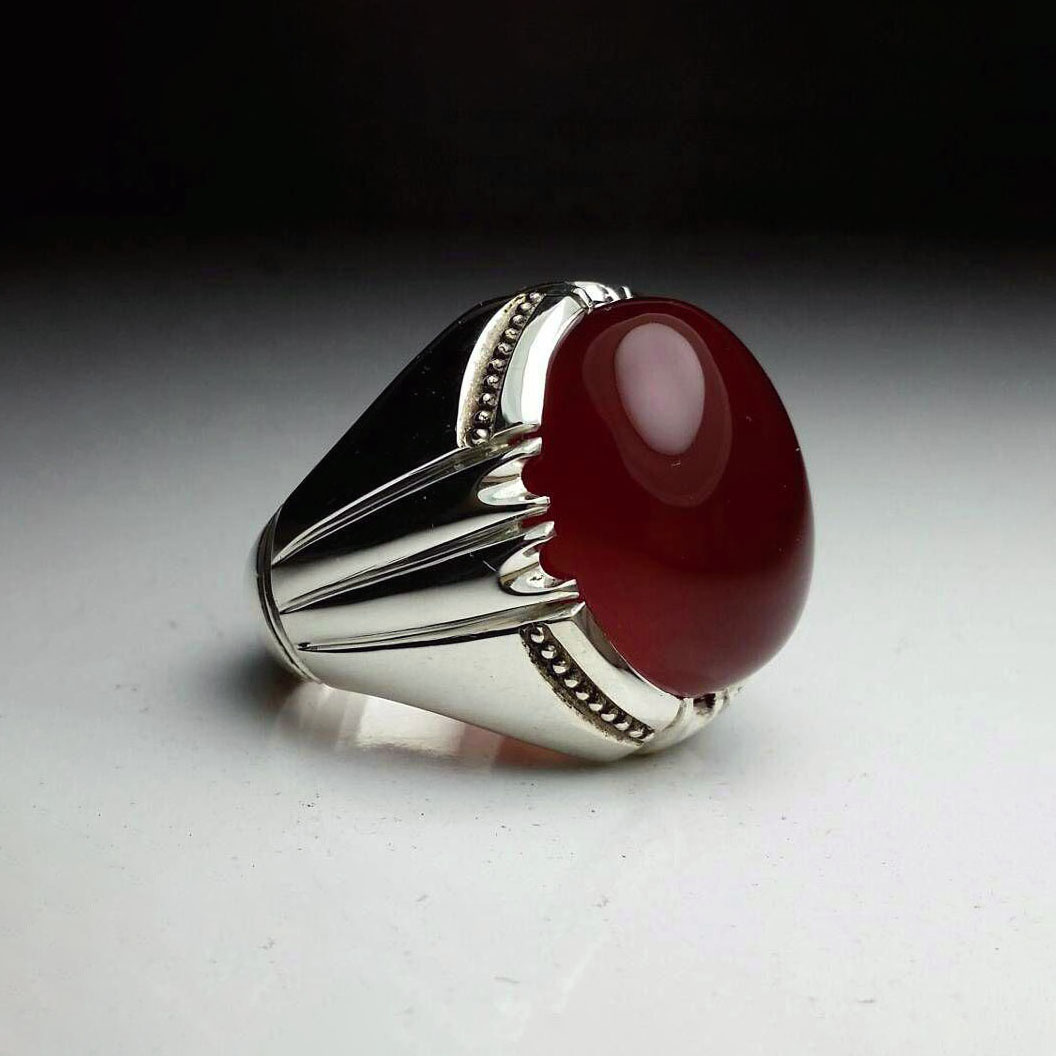 MR0212-Yemeni-Agate-With-Handmade-Silver-Ring-1 Red Yemeni Aqiq On Handmade Silver 925 Ring