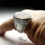 Exquisite Engraved White Yemeni Agate On Handmade Silver Ring