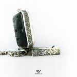 Black Yemeni Agate With Hand Engraved Silver Box For Islamic Hirz And Talisman As Necklaces