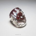 Very Cool Red Yemeni Aqeeq With Silver Ring