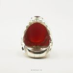 Very Elegant Hand Engraved Red Yemeni Aqeeq With Silver Ring