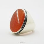 Men Islamic Silver Ring With Ayatul Kursi Orange Yemeni Aqeeq