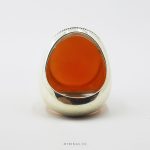 Men Islamic Silver Ring With Ayatul Kursi Orange Yemeni Aqeeq