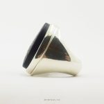 Hand Engraved Black Yemeni Aqeeq With Classic Silver Ring