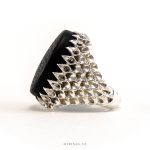 Engraved Black Yemeni Aqeeq With Spacial Silver Ring