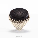 Engraved Black Yemeni Aqeeq With Spacial Silver Ring