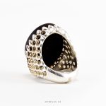 Engraved Black Yemeni Aqeeq With Spacial Silver Ring