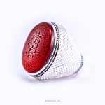 Exclusive Red Yemeni Aqeeq Men Handmade Silver Ring