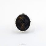 Exclusive Seal And Stamp On Black Aqeeq With Silver Ring