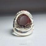 Hand Engraved Red Yemeni Aqeeq Men Silver Ring