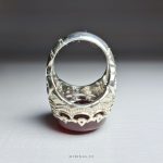 Hand Engraved Red Yemeni Aqeeq Men Silver Ring