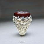 Quranic Amulet For Business And More Income On Red Aqeeq With Silver Ring