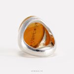 Islamic Hirz For Business And More Income On Natural Yellow Aqeeq With Classic Silver Ring