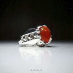 Special Orange Yemeni Aqeeq With Silver Ring MR0275