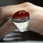 High Class Red Yemeni Aqeeq With Silver Ring
