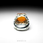 Elegant Orange Yemeni Aqiq With Handmade Silver Ring MR0277