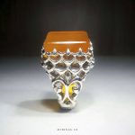 Elegant Orange Yemeni Aqiq With Handmade Silver Ring