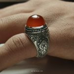 Very Cool Red Yemeni Aqeeq With Silver Ring