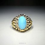 Exquisite Nishapur Firoza With Handmade Gold 18K Ring