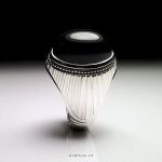 Black Yemeni Aqeeq With Spacial Silver Ring