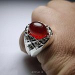 Elegant Red Yemeni Aqeeq With Silver Ring
