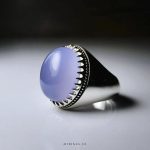 Oval Purple Yemeni Aqeeq With Silver Ring