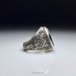 Vefk Of Celcelutiye On Black Yemeni Agate With Handmade Silver Ring
