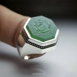 Natural Green Agate With Handmade Silver Ring