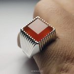 Elegant Orange Yamani Agate With Handmade Silver Ring