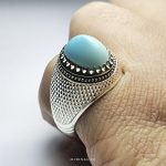 Natural Nishapur Feroza With Handmade Silver 925 Ring