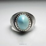 Natural Nishapur Feroza With Handmade Silver 925 Ring