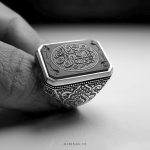 Muslim Ring With Natural Green Aqeeq And Hand Engraved Silver Ring