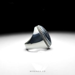 Engraved Hadid Sini Stone with Handmade Silver Ring