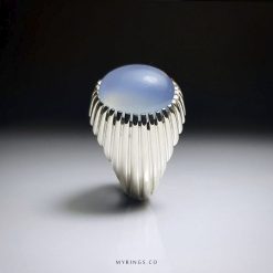 Handcrafted Islamic Silver Ring adorned with Genuine Blue Yemeni Agate