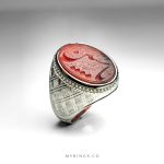Islamic Silver Ring with Exquisite Red Yemeni Agate