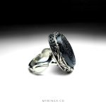 Amazing Hand Engraved Silver Ring With Black Yemeni Agate