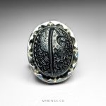 Amazing Hand Engraved Silver Ring With Black Yemeni Agate