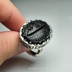 Amazing Hand Engraved Silver Ring With Black Yemeni Agate