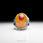 Rolex Design Men Sivler Ring With Amazing Orange Yemeni Aqeeq