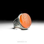 Special Sivler Ring With Very High Quality Yemeni Aqeeq MR0360