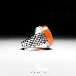Special Sivler Ring With Very High Quality Yemeni Aqeeq MR0360